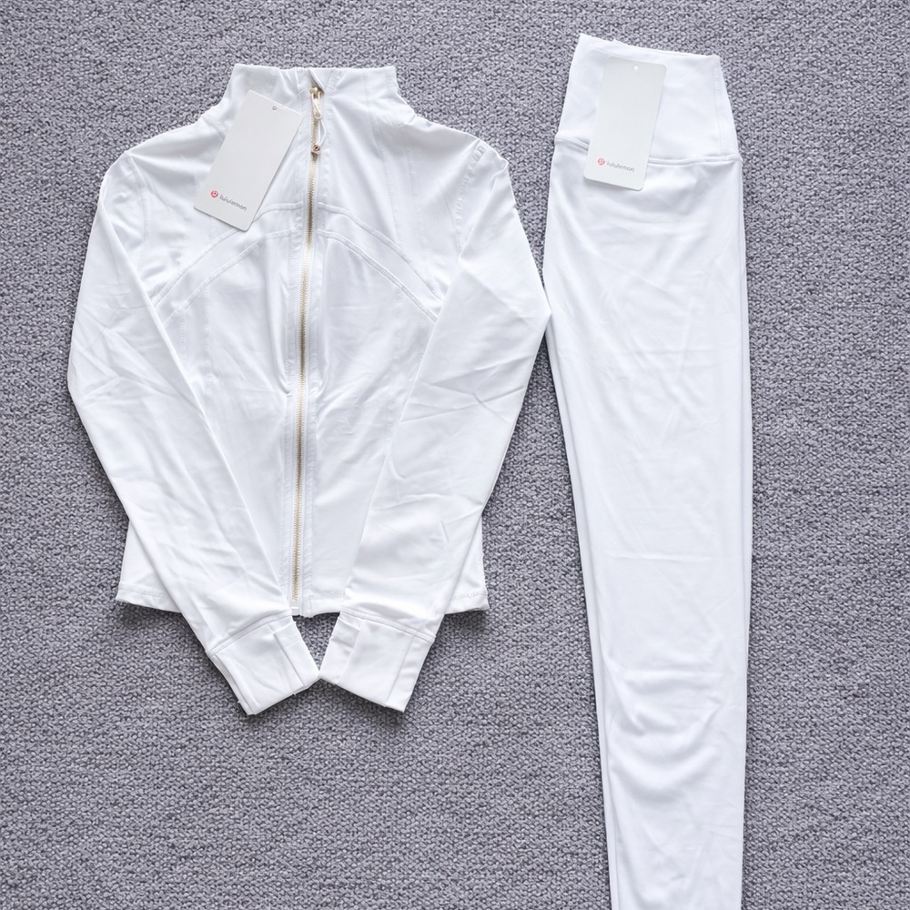 Lululemon White Define Jacket & Align Leggings Matching Set Size 6 - Brand new